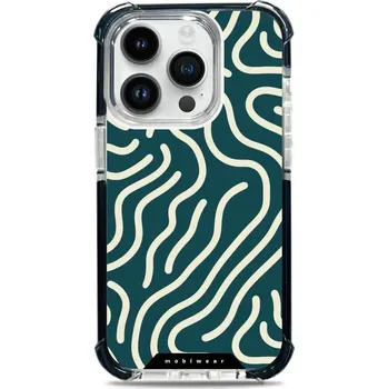 Pouzdro na mobilní telefon Odolný obal Mobiwear MagSafe Elite Bumper - Apple iPhone 14 Pro - DA61D Béžové linky (Odolný kryt, pouzdro, obal Mobiwear Elite Bumper na mobil Apple iPhone 14 Pro - DA61D Béžové linky, materiál Plast + TPU silikon + kov - zesílená ochrana telefonu, podpo