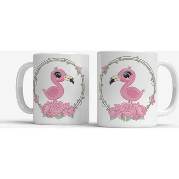 Hrnek s plameňákem Floral - Červená