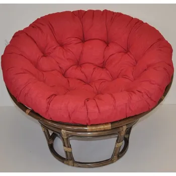 Křeslo Axin Trading s.r.o. Ratanový papasan 110 cm hnědý polstr vínový melír