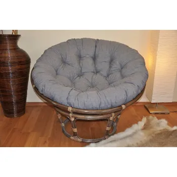 Papasan Nábytek PEGAS Ratanový papasan 110 cm hnědý polstr šedý melír