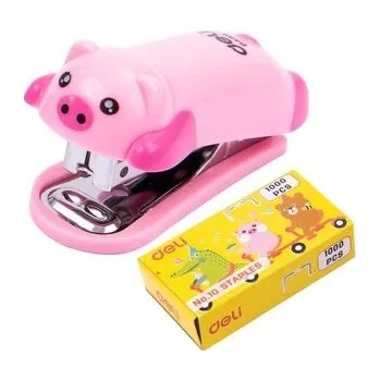 Děrovačka Zszywacz do 15 kartek zszywki 10 świnka róż DELI