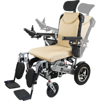 Invalidní vozík Elektrický invalidní vozík skládací Eroute 8000RN Li-ion s automatickým polohováním opěradla Barva: Béžová + ZDARMA hlavová opěrka
