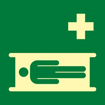 Značení Nosítka ISO 7010 - fotoluminiscenční fotoluminscenční samolepka 100 x 100 mm