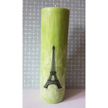 Svíčka Svíčka s motivem Eiffelova věž, Barva žlutá, Vůně květinová zahrada