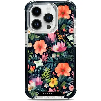 Pouzdro na mobilní telefon Odolný obal Mobiwear MagSafe Elite Bumper - Apple iPhone 14 Pro - D009D Pestré kvítky (Odolný kryt, pouzdro, obal Mobiwear Elite Bumper na mobil Apple iPhone 14 Pro - D009D Pestré kvítky, materiál Plast + TPU silikon + kov - zesílená ochrana telefonu,)