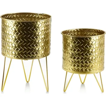 Květináč Sada 2 květináčů SWEN 20xh30cm,18xjh23,5cm zlatá