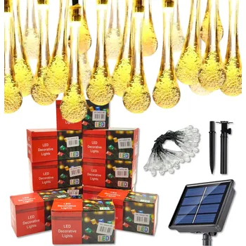 Venkovní osvětlení VÝPRODEJ - Sada 10ks LED solární zahradní girlanda - 6cm rampouchy, 6m 40 LED teplá bílá