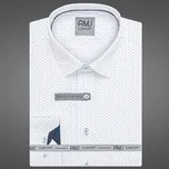 Pánská košile AMJ bavlněná, bílá s modrými tečkovanými trojúhelníky VDBR1351, dlouhý rukáv, regular fit, vel. 47/48