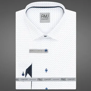 Pánská košile Pánská košile AMJ bavlněná, bílá s tmavě modrými šipkami VDBR1327, dlouhý rukáv, regular fit, vel. 49/50