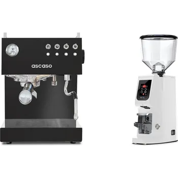 Kávovar Ascaso Steel DUO, Black + Eureka Atom W 75, white