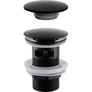 CERANO - Umyvadlová výpusť - 5/4“ click-clack s přepadem + kryt z litého mramoru - černá matná