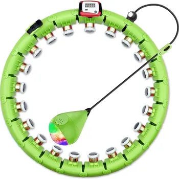 Masážní přístroj Leventi Masážní hula hoop obruč se závažím a počítadlem-Zelený