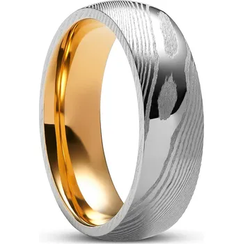 Prsten Fortis | 7mm prsten z damaškové oceli s ocelovou vložkou ve zlaté barvě - Lucleon