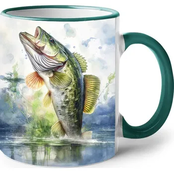 Keramický hrnek s rybou 5, Barva Zelená, Velikost 330 ml, Canvas Keramický hrnek s barevným uchem Bezvatriko.cz 2727