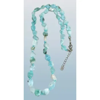 Náhrdelník Larimarový náhrdelník z nepravidelných tvarů s chir. ocelí