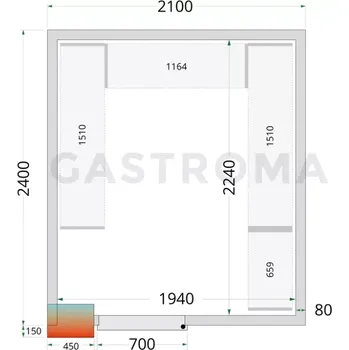 Panely do chladicí místnosti s&nbsp;80 mm izolací | TEFCOLD, CR 210x240x220