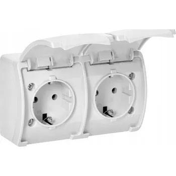 Elektrická zásuvka Dvojitá zásuvka 2x2P+Z Schuko AQUATIC, IP44