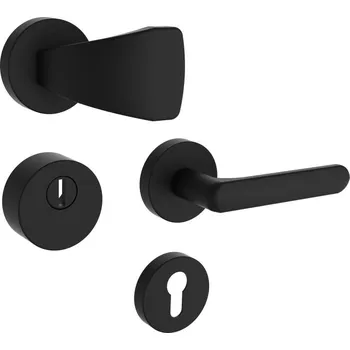 Dveřní kování ROSTEX Bezpečnostní kování BK RN1/S EXCLUSIVE (9005) Provedení: M PZ RE (klika pravá/madlo pro FAB)