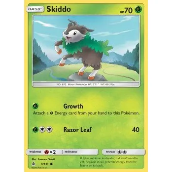 Karetní hra Pokémon FLI 009/131 Skiddo - Forbidden Light Stav: Excellent, Verze: REVERSE HOLO
