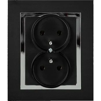 Elektrická zásuvka Dvojitá zásuvka s uzemněním MAGIC černá matná / chrom