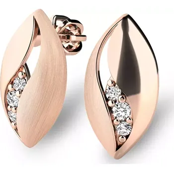 Náušnice Dámské náušnice růžové zlato 585/1000 přírodní diamant 0.044 ct G/SI 10973-CV-DIA