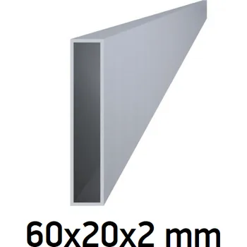 Plot Hliníkový jokl obdélníkový 60x20x2 mm 3m +/- 5mm (AL-60x20x2-3)