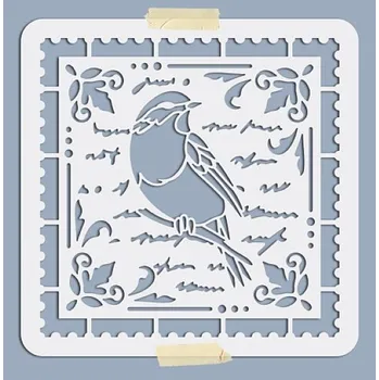 Plast. šablona, PTÁČEK A DOPIS, 26,6x26,6 cm, 1ks