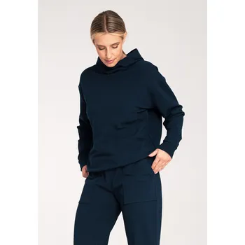 Dámské oblečení Bavlněná mikina s volným stojáčkem M1034 FIGL Barva: Tmavě Modrá, Velikost: L