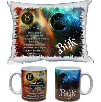 Dekorativní polštářek Znamení Býk dárkový set (ZNAMENÍ ZVĚROKRUHU)