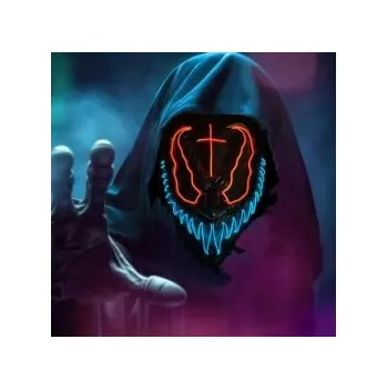 Karnevalová maska Halloween maska svítící - plastová s LED svícením