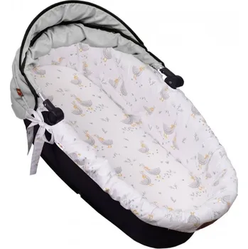 Baby Nellys Bavlněná vložka do kočárků/koše s pěnovou matrací, Husy, bílá