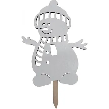 Vánoční dekorace Dřevěný zápich sněhulák 46cm 3002004B
