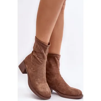 Dámské kozačky Dámské botky na nízkém podpatku Aphroteia Barva: Béžová, Velikost: 39