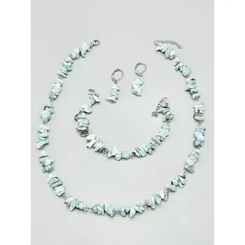 Šperk Náramek Larimar AA sekaný ketlovaný