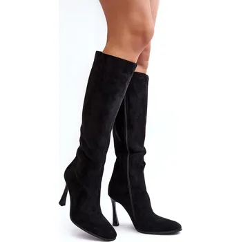 Dámské kozačky Ocieplené Dámské Kozačky Na Podpatku Isot Barva: Černá, Velikost: 38