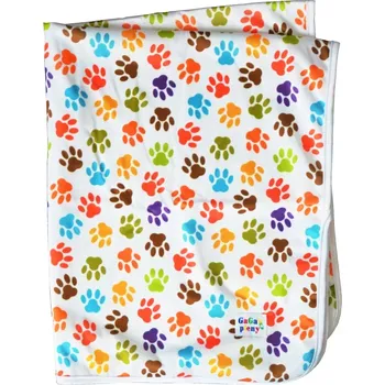 Pelíšek pro psa Deka dětská / Deka pro pejsky oboustranná - Packy 72x90 cm (Dětská deka/deka pro pejsky 2v1 s vrchní nepromokavou vrstvou s PUL zátěrem a spodní příjemnou vrstvou z microfleecu. )