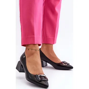 Dámské lodičky Dámské lodičky na podpatku s ozdobou Sarala Barva: Černá, Velikost: 37