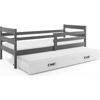 Postel BMS GROUP Dětská postel Eryk - 2 osoby, 80x190 s výsuvnou přistýlkou bez matrace– Grafit, Bílá