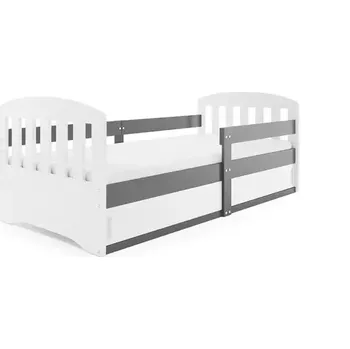 Nábytek BMS GROUP Dětská postel Classic 1 80x160 s úložným prostorem a matrací - 1 osoba – Grafit