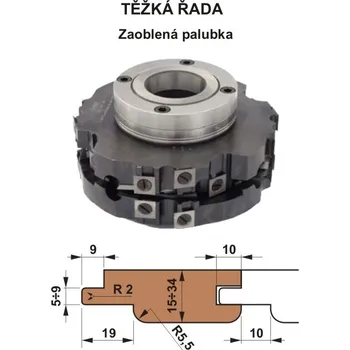 Frézka Sada fréz na pero a drážku s VBD 560 CF 180x40 / 4z - Zaoblená palubka SOFT - TĚŽKÁ ŘADA