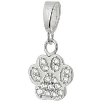Přívěsek Přívěšek tlapka z bílého zlata se zirkony ZZ1005BF + dárek zdarma