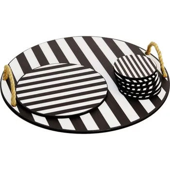 Podtácek Černo-bílé dřevěné podtácky v sadě 8 ks – Hermia ID_1566902