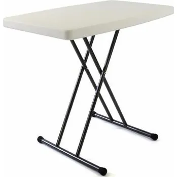 kempingový stůl Skládací kempingový stolek kovový rám + plastová deska, nastavitelná výška, 76x50x70 cm