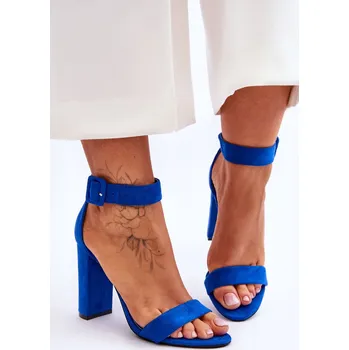 Dámské sandále Semišové sandály na vysokém podpatku Jacqueline Barva: Modrá, Velikost: 40