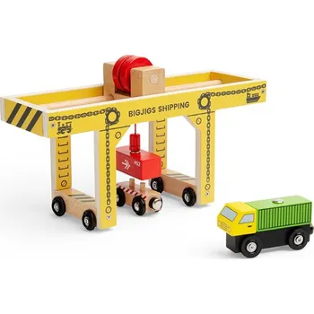 Vláček a vláčkodráha Bigjigs Rail Dřevěný Portálový jeřáb, BJT605