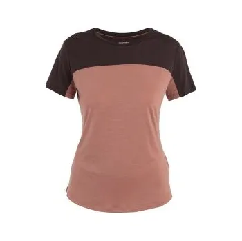 Icebreaker Merino 125 Cool-Lite Sphere III SS Tee Colour Block Women CEDAR WOOD/BITTERSWEET/CB hnědá L