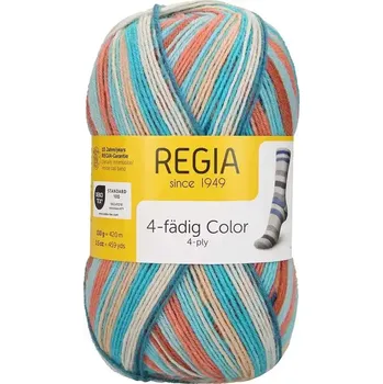 Příze Regia 4-Ply Color 2735 apricot-emerald color (Ponožková příze Regia 2735 apricot-emerald color)