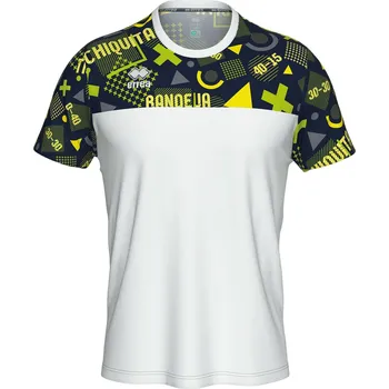 Pánské tričko ERREA´ ERERA MANOLO dresové triko BARVA: bílá - tmavě modrá - zeleno žlutá, Velikost: XS Krátký rukáv, prodyšný, pohodlný střih