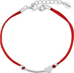 Textilní náramek červený Jennifer s Brilliance zirconia a stříbrným srdcem