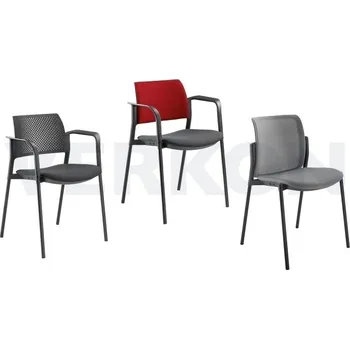 Židle konferenční DREAM+ na čtyřnohé podnoži, Typ: 100BL-N1,BR, Popis: Čalouněný sedák, černý perforovaný plastový opěrák, Područky: Ano, Barva podnože: Černá